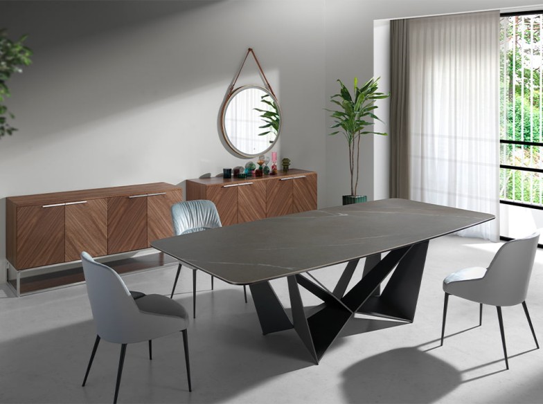 Aparador nogal y acero cromado