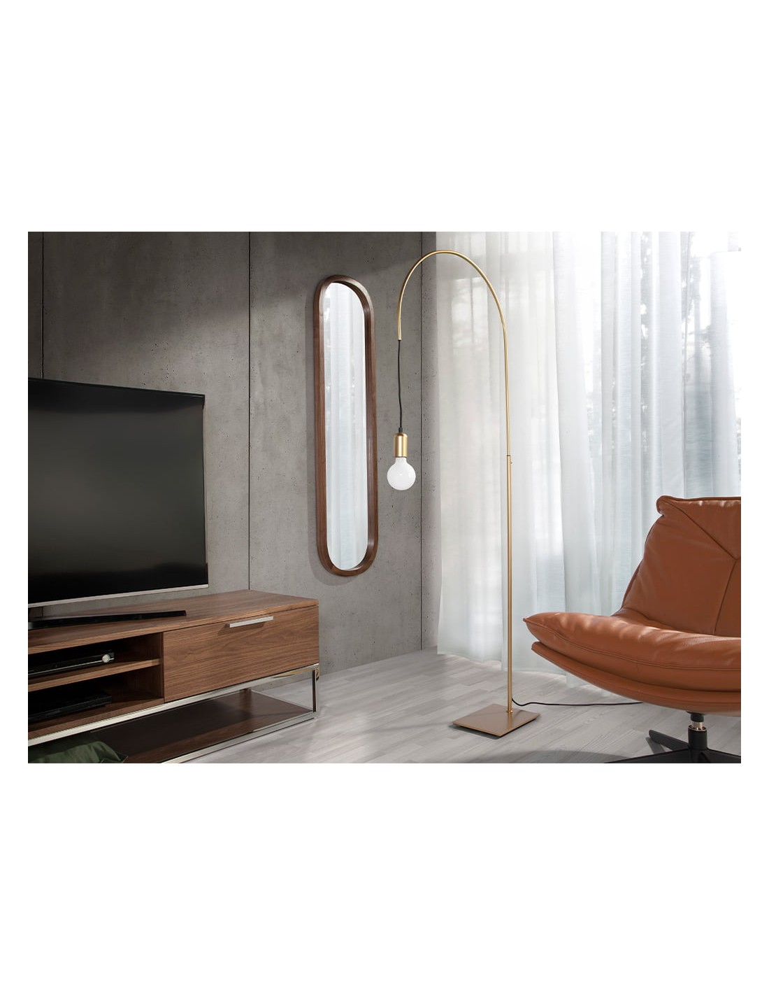 Espejo pared ovalado nogal