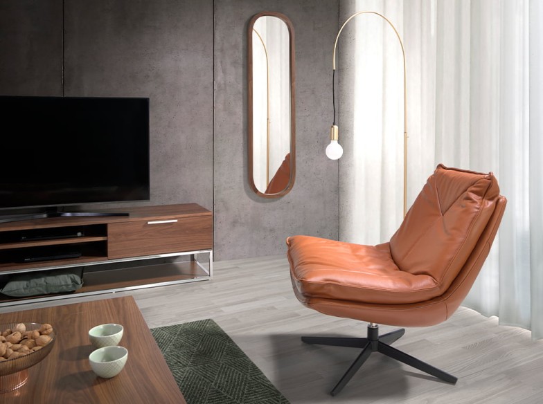 Espejo pared ovalado nogal