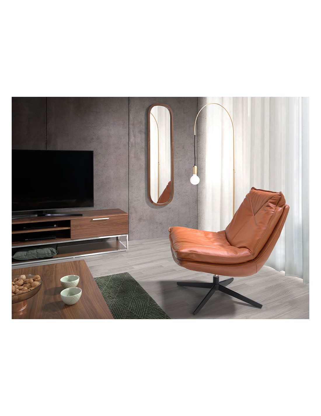 Espejo pared ovalado nogal