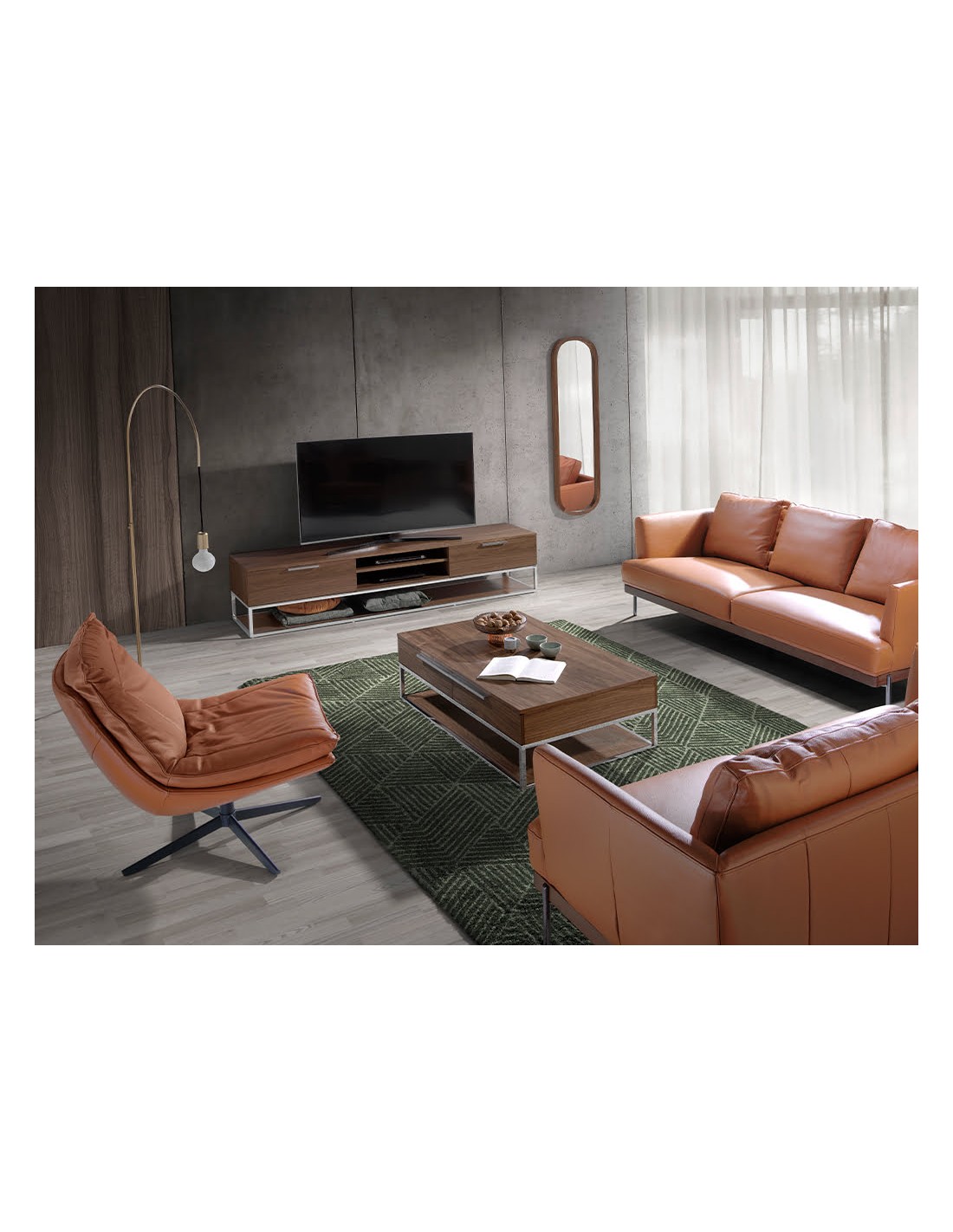 Espejo pared ovalado nogal