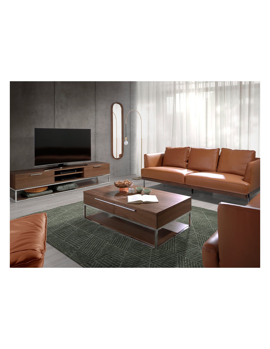 Espejo pared ovalado nogal