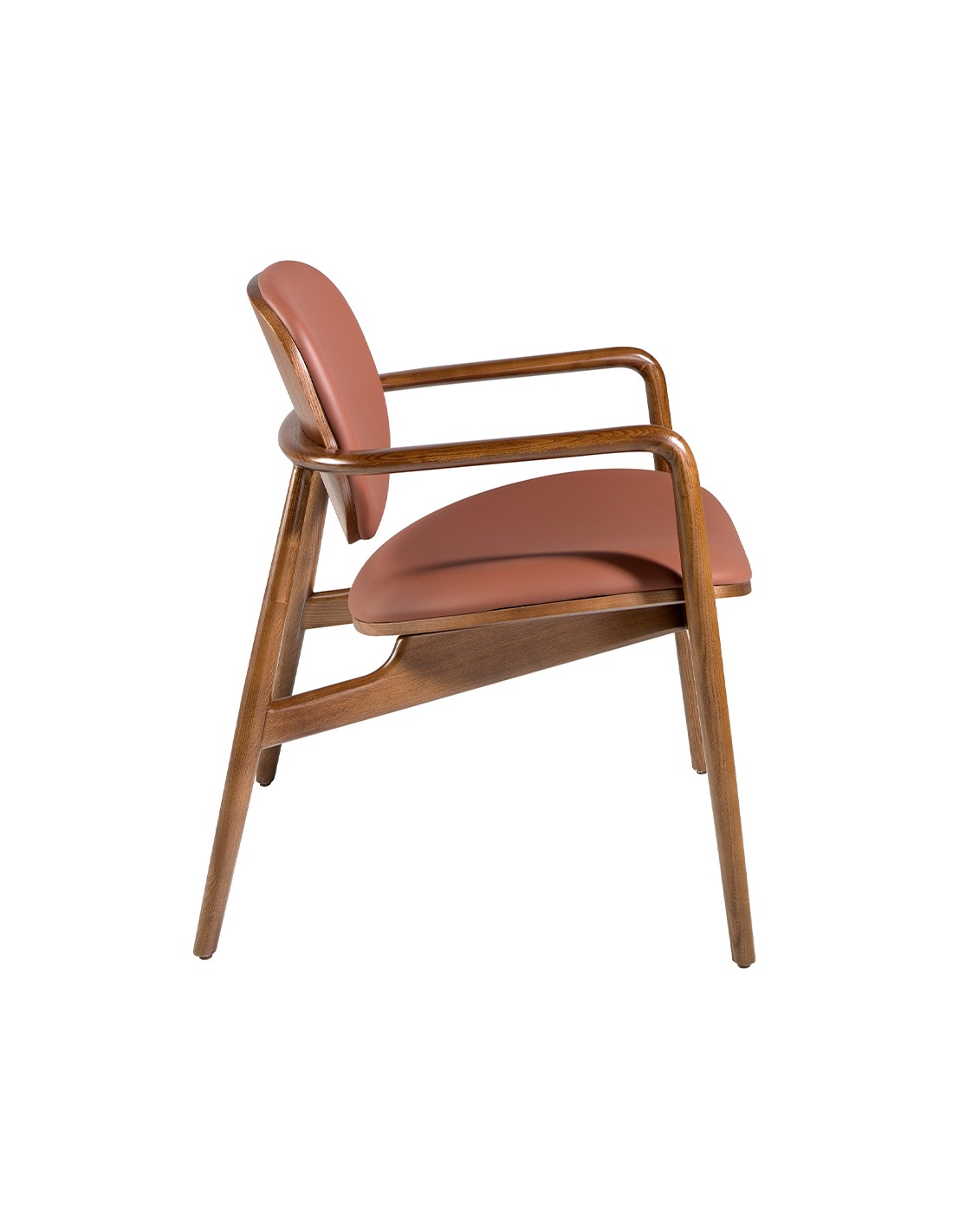 Sillón polipiel marrón y nogal