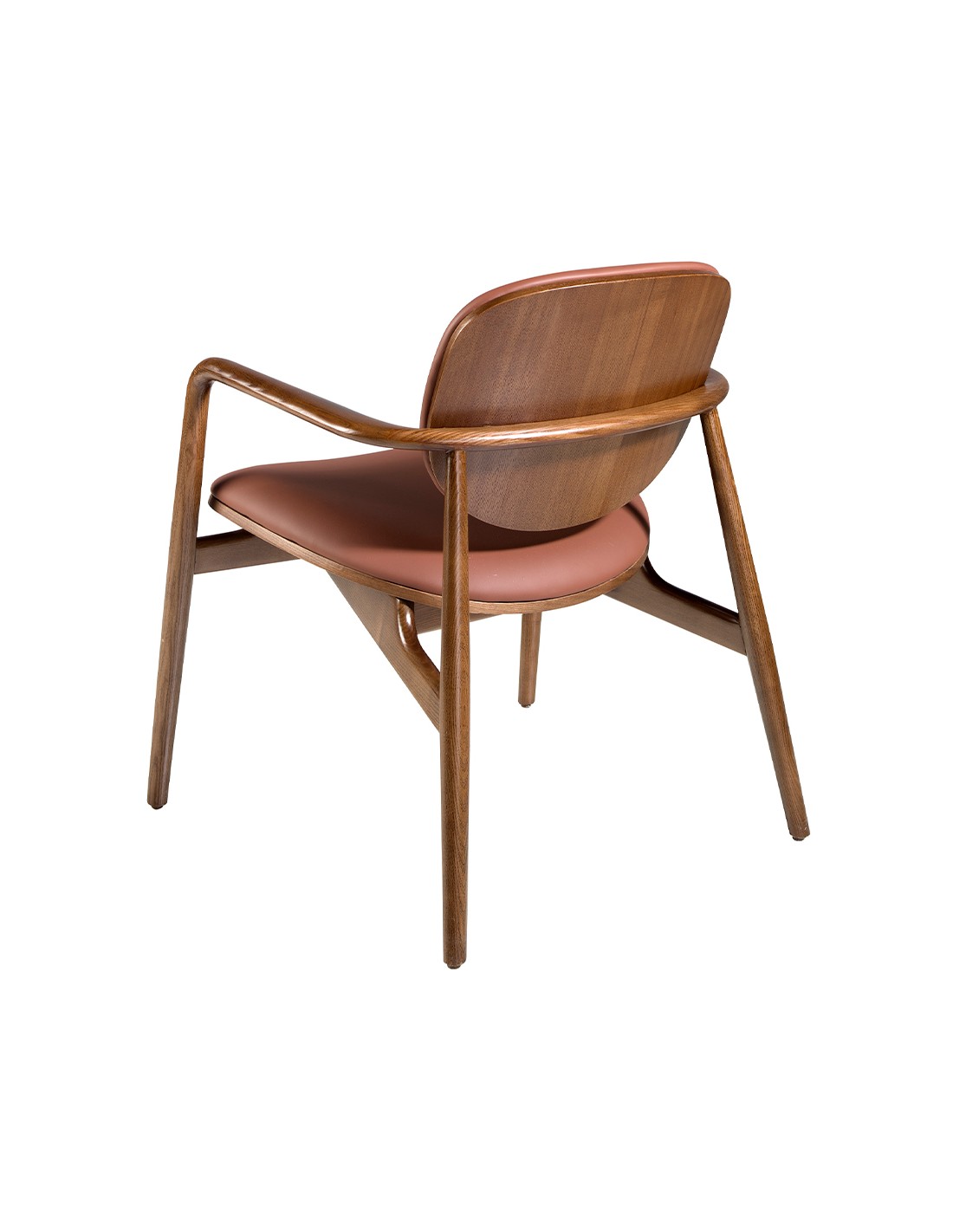 Sillón polipiel marrón y nogal