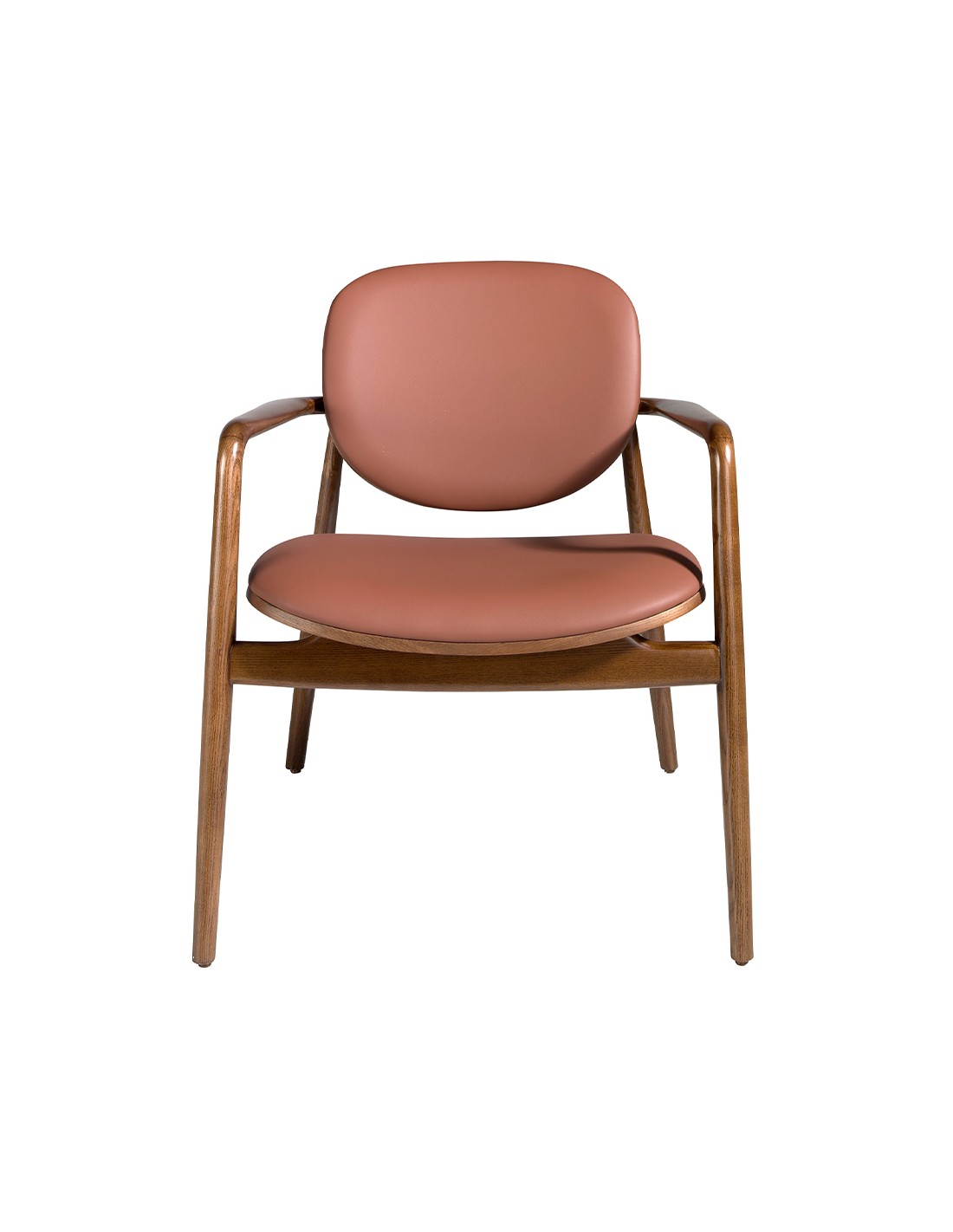 Sillón polipiel marrón y nogal