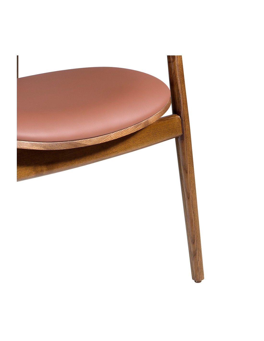 Sillón polipiel marrón y nogal