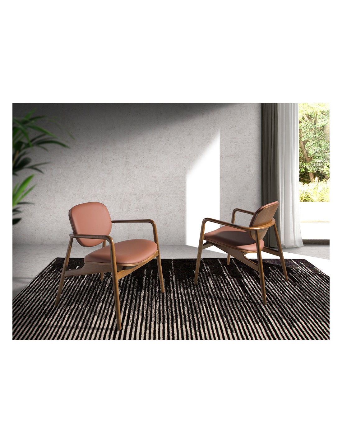 Sillón polipiel marrón y nogal