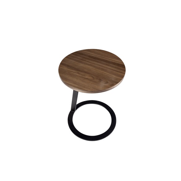 Mesa rincón redonda nogal y acero negro