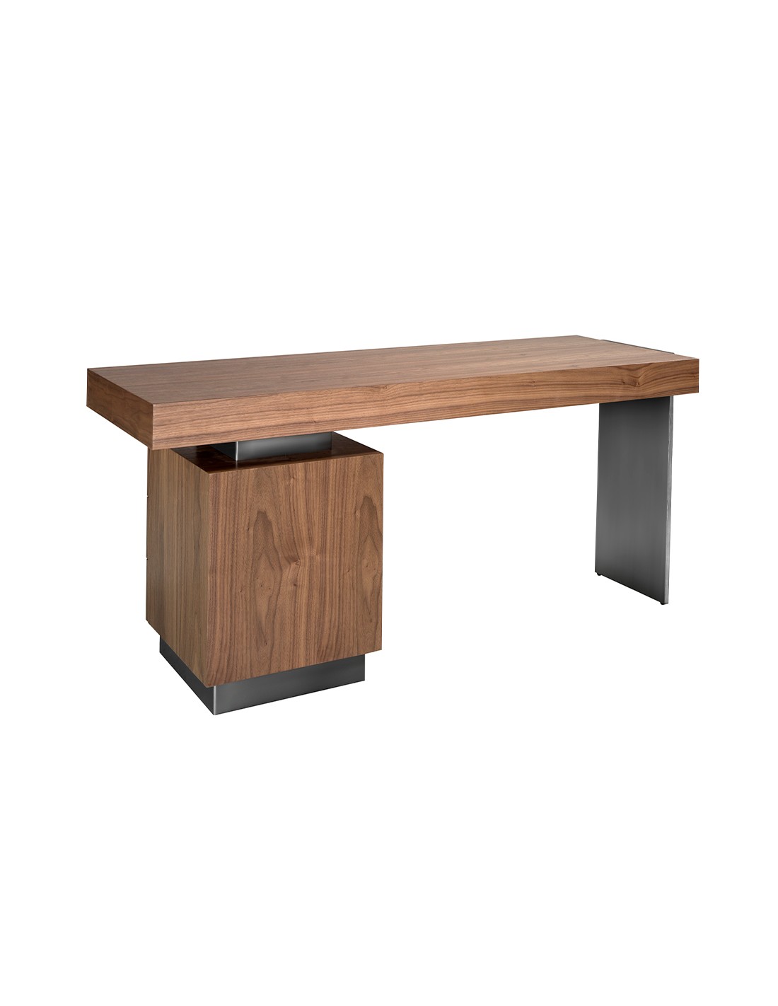 Escritorio nogal y acero pulido oscurecido