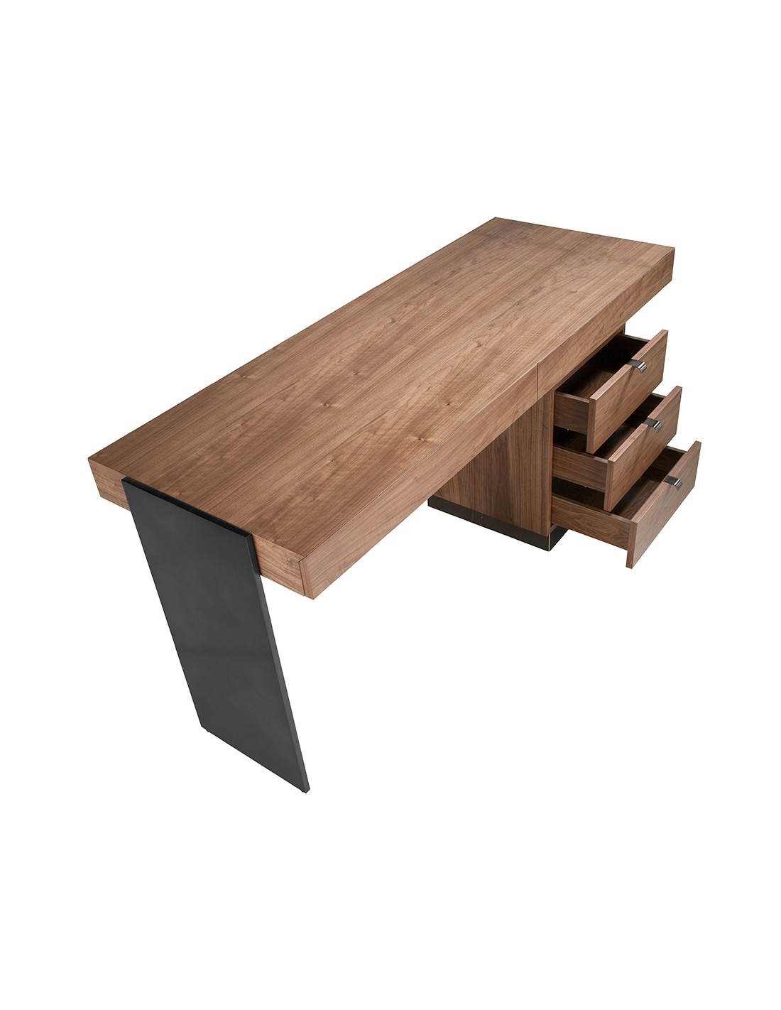 Escritorio nogal y acero pulido oscurecido