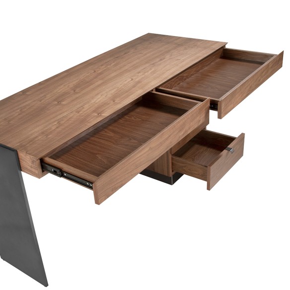 Escritorio nogal y acero pulido oscurecido