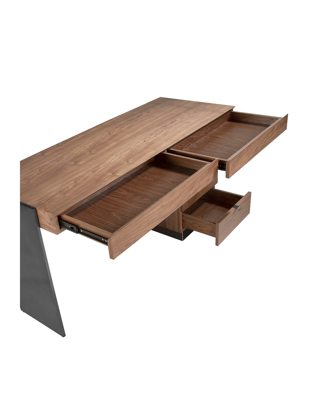 Escritorio nogal y acero pulido oscurecido