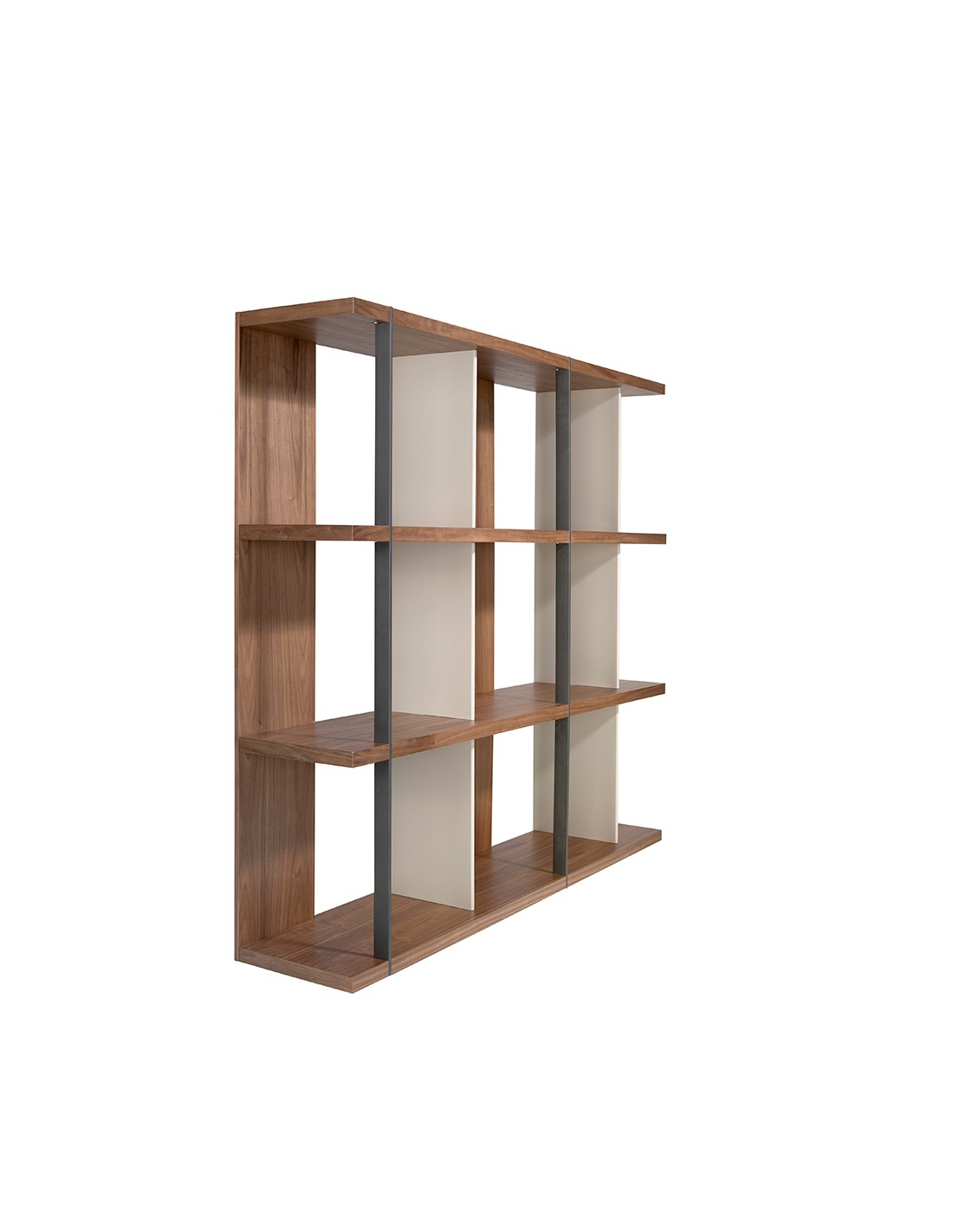 Estanteria nogal y madera gris