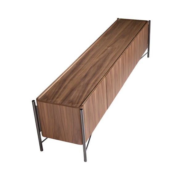 Mueble TV nogal y acero oscuro