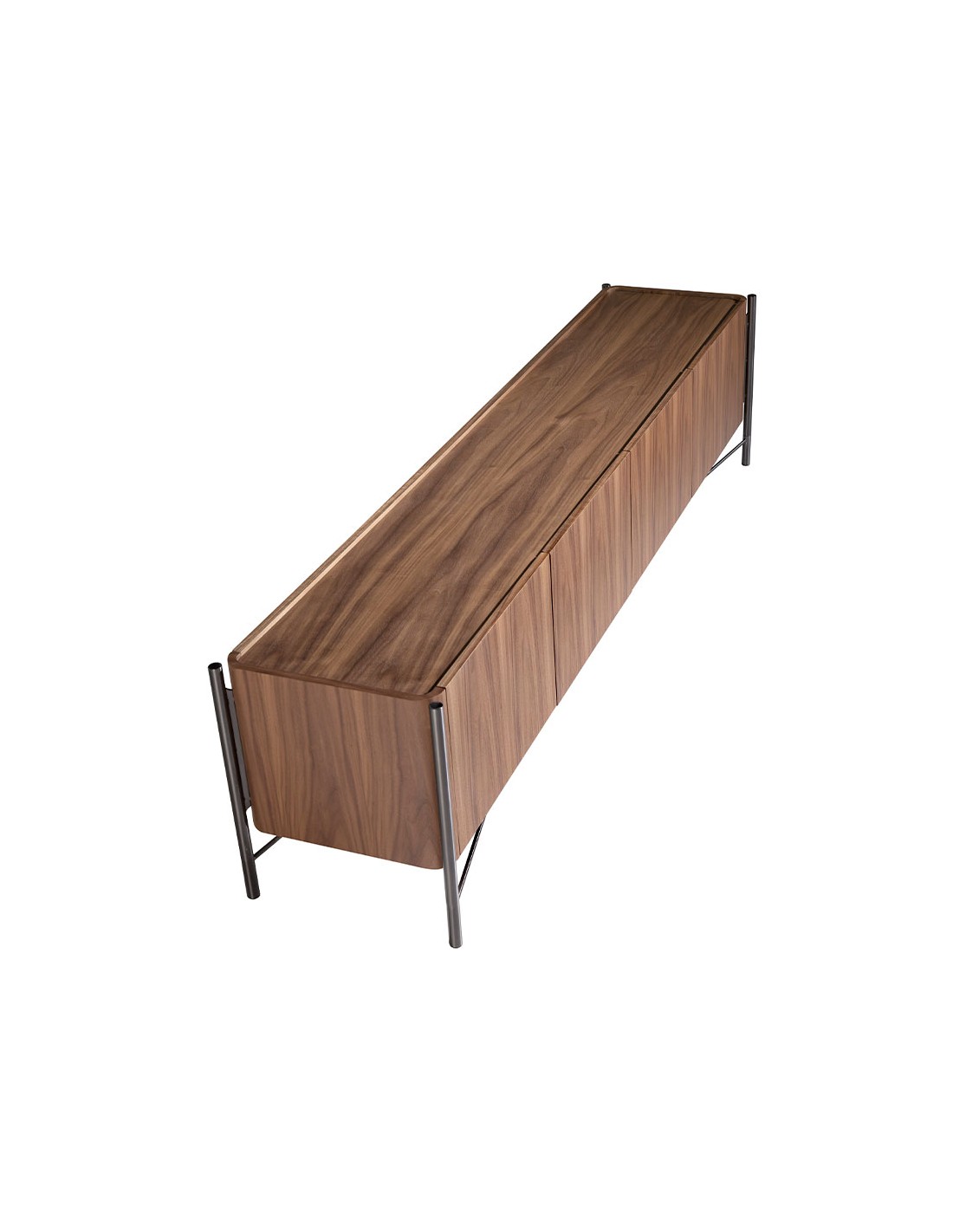 Mueble TV nogal y acero oscuro