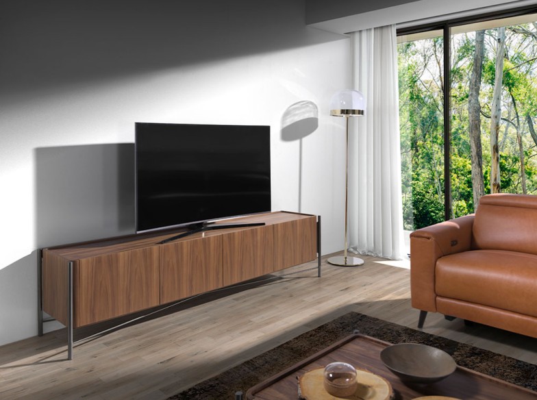 Mueble TV nogal y acero oscuro