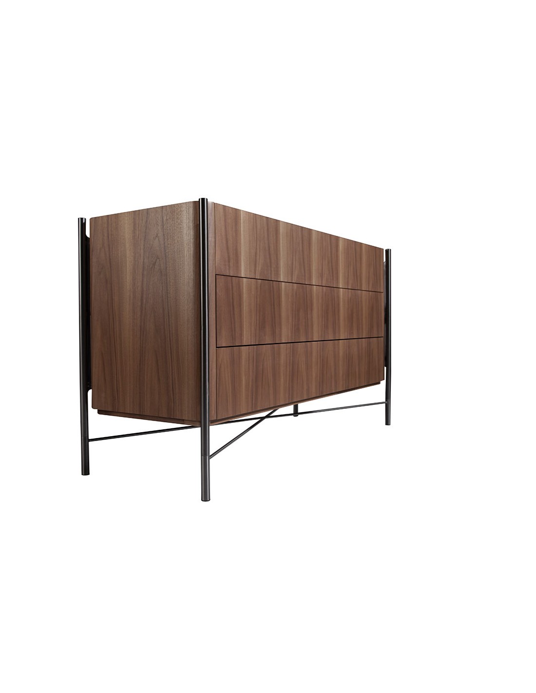 Cómoda nogal y acero oscuro