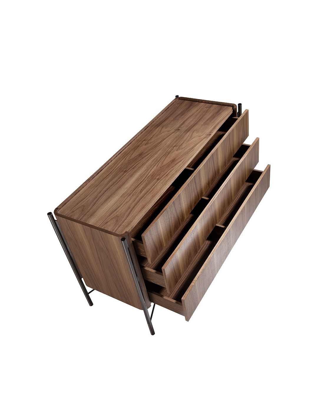 Cómoda nogal y acero oscuro