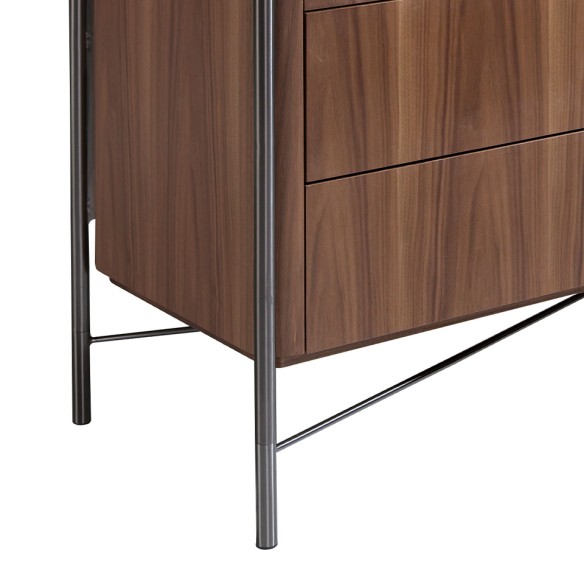 Cómoda nogal y acero oscuro