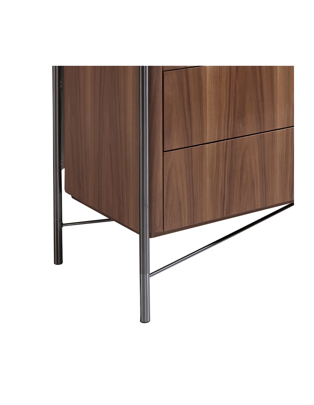 Cómoda nogal y acero oscuro