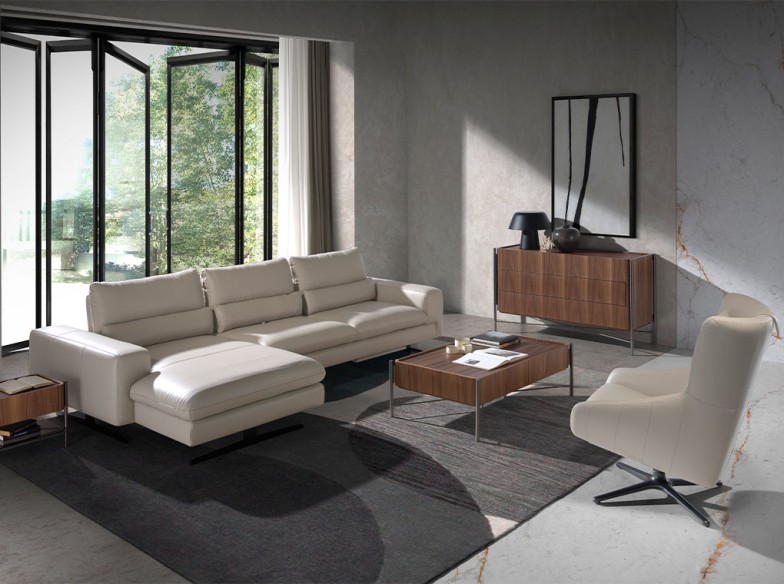 Cómoda nogal y acero oscuro