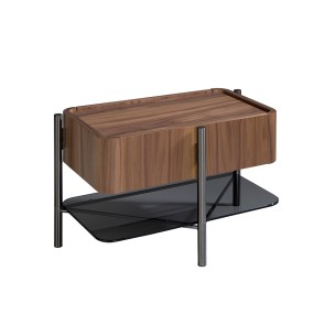 Mesita de noche nogal y acero oscuro 2