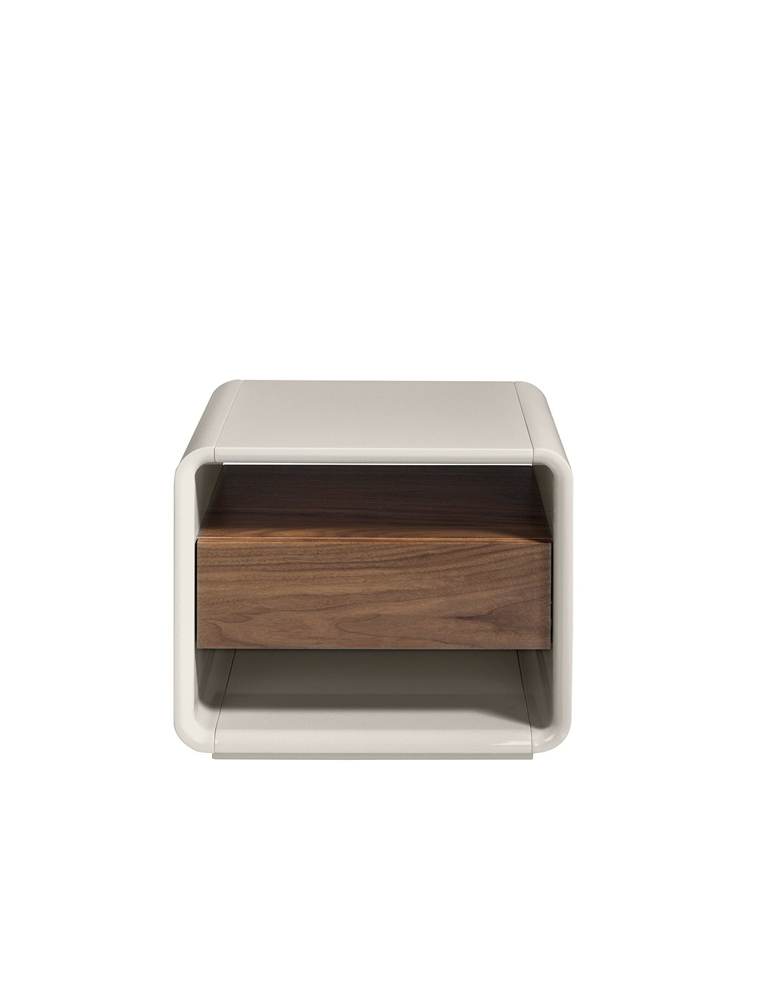 Mesita de noche nogal y madera gris