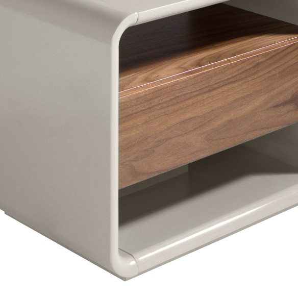 Mesita de noche nogal y madera gris