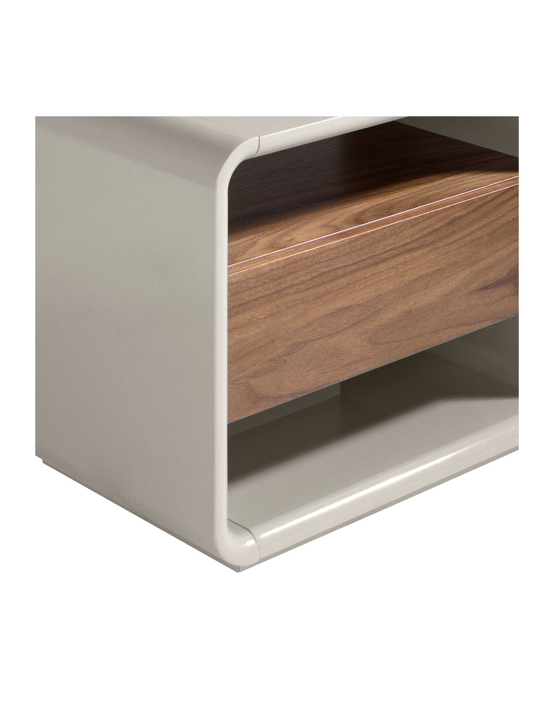 Mesita de noche nogal y madera gris