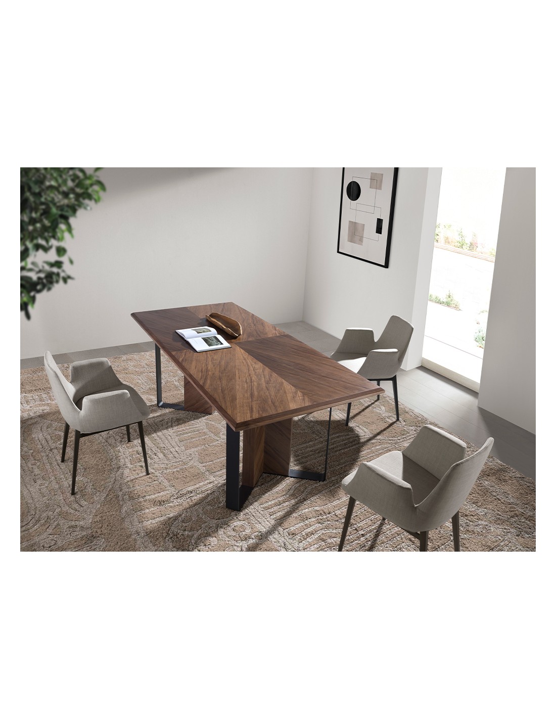 Mesa comedor rectangular nogal