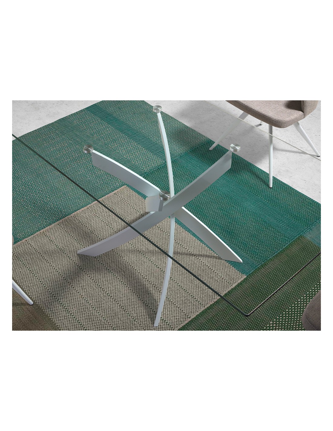 Mesa comedor rectangular cristal templado y...