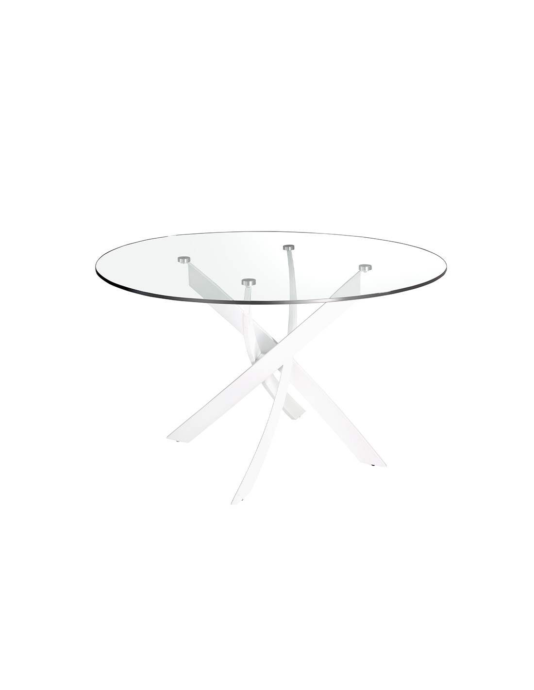 Mesa comedor redonda cristal templado y acero...