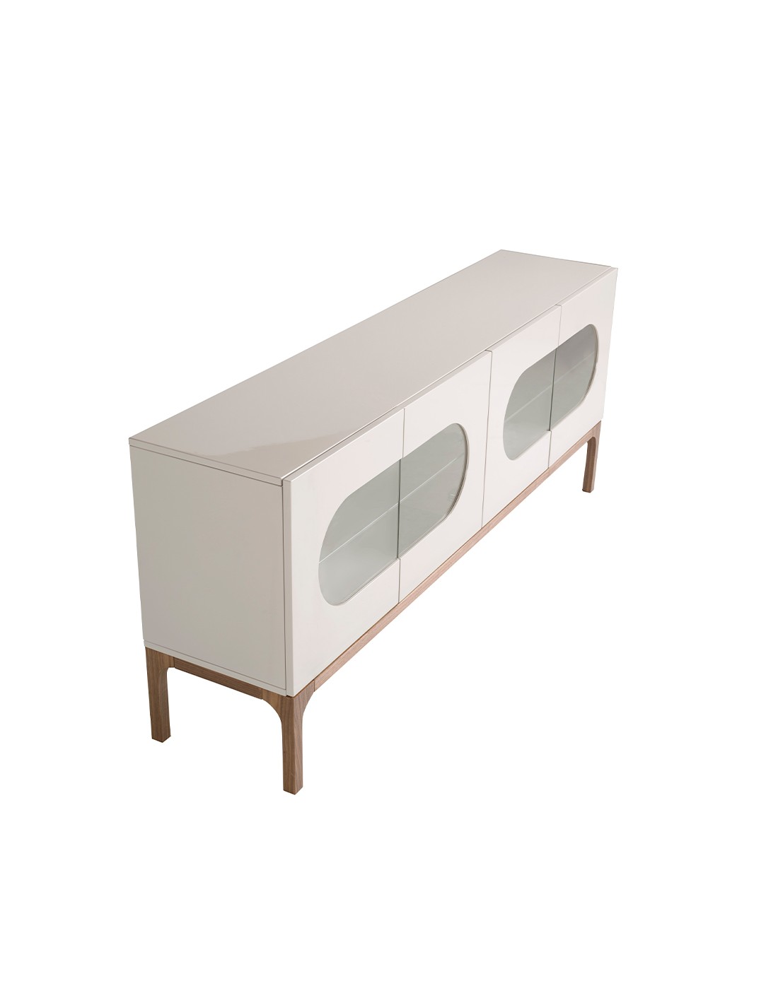 Aparador madera gris y nogal con iluminación...