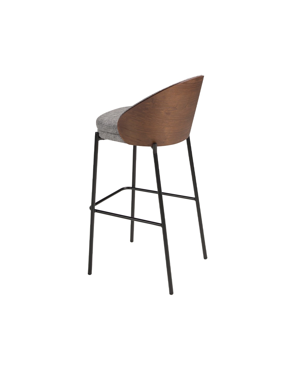 Taburete tela gris y nogal