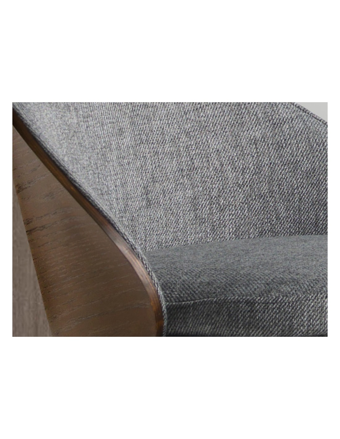 Taburete tela gris y nogal