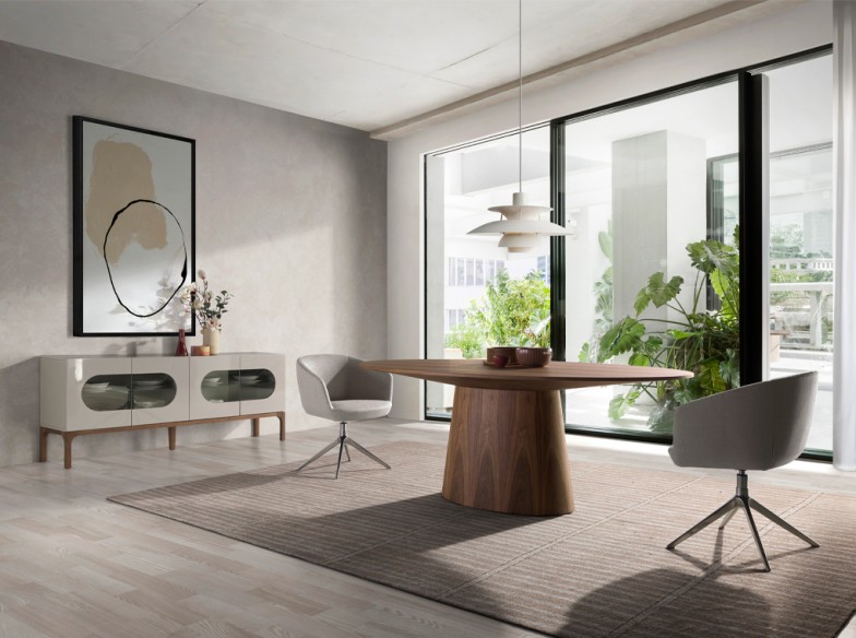 Silla giratoria tela gris claro