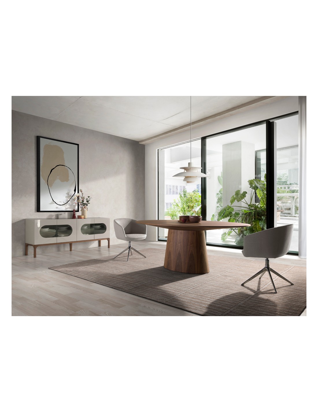 Silla giratoria tela gris claro