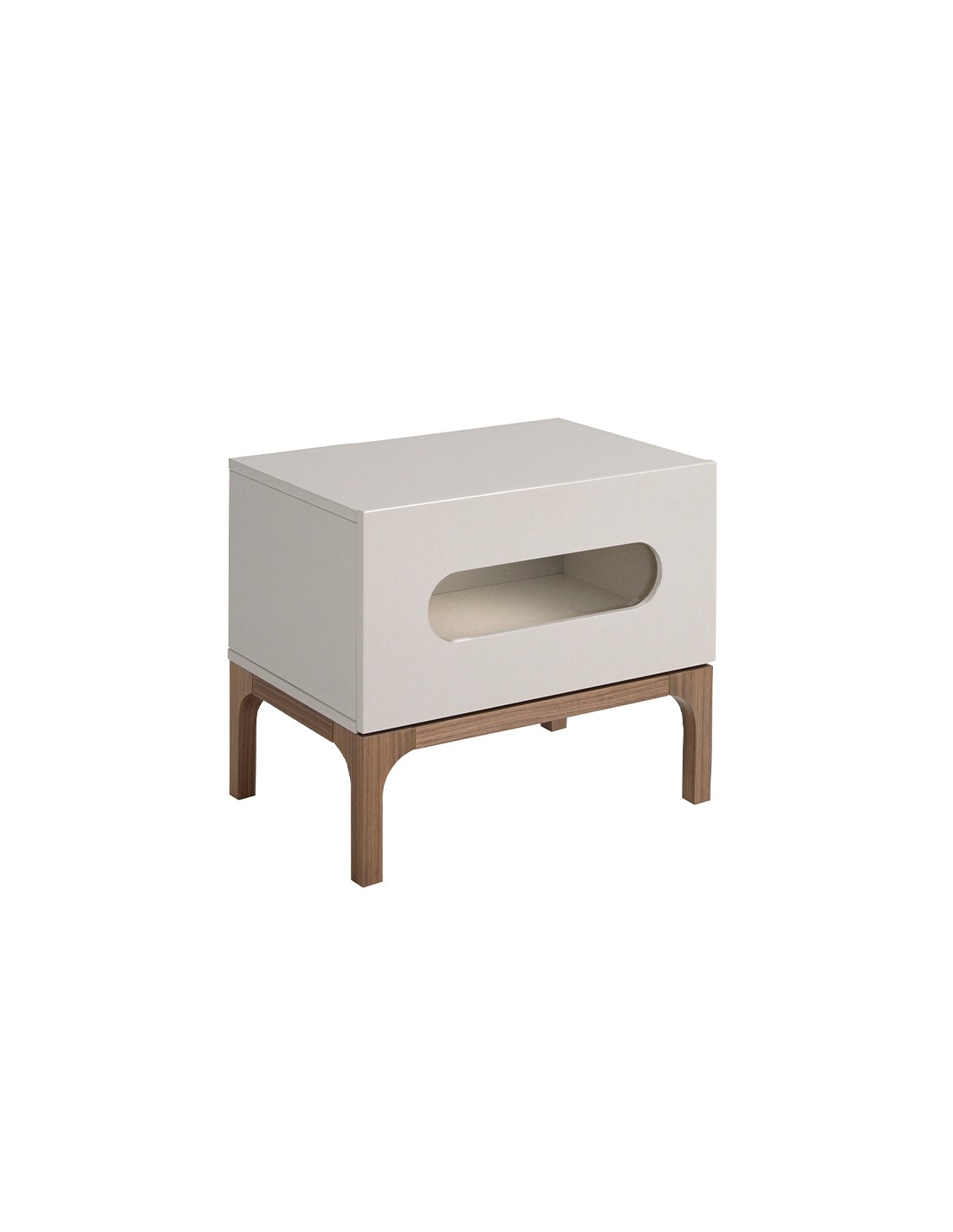 Mesita de noche madera gris y nogal con...