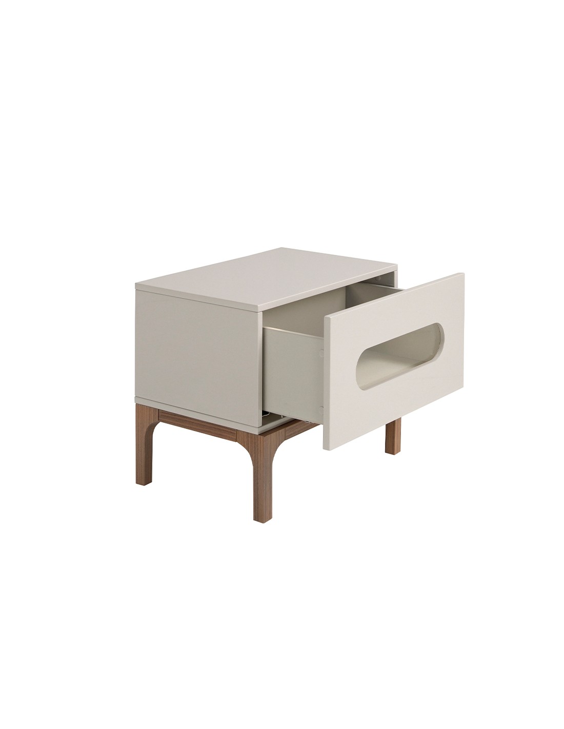 Mesita de noche madera gris y nogal con...