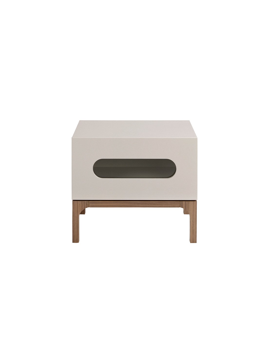 Mesita de noche madera gris y nogal con...