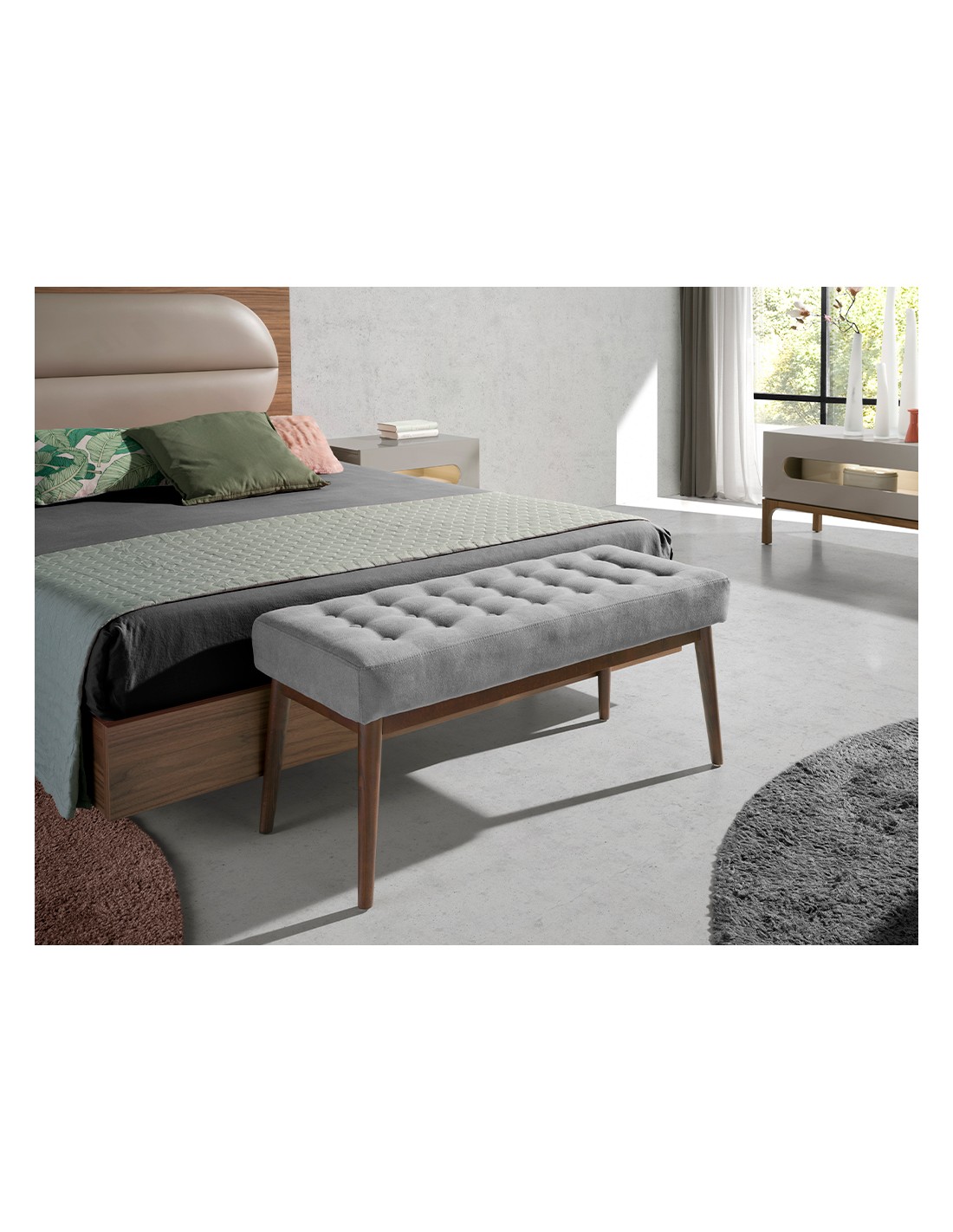 Banqueta tela gris oscuro