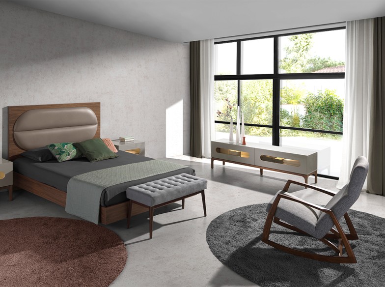 Sillón mecedora tela gris