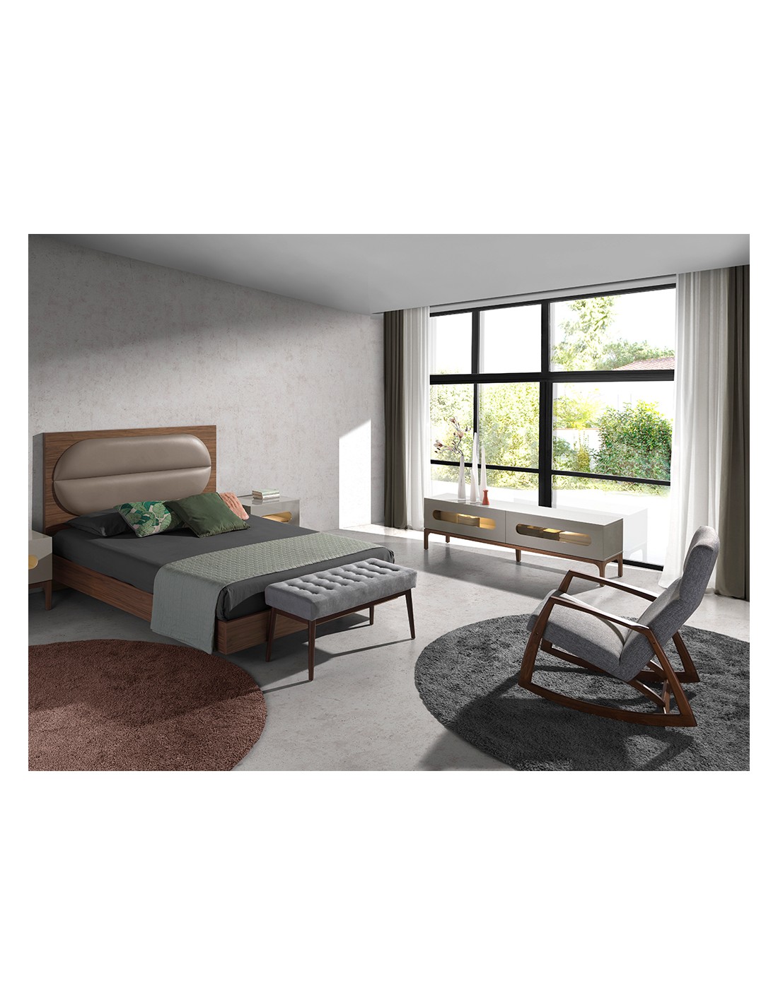 Sillón mecedora tela gris