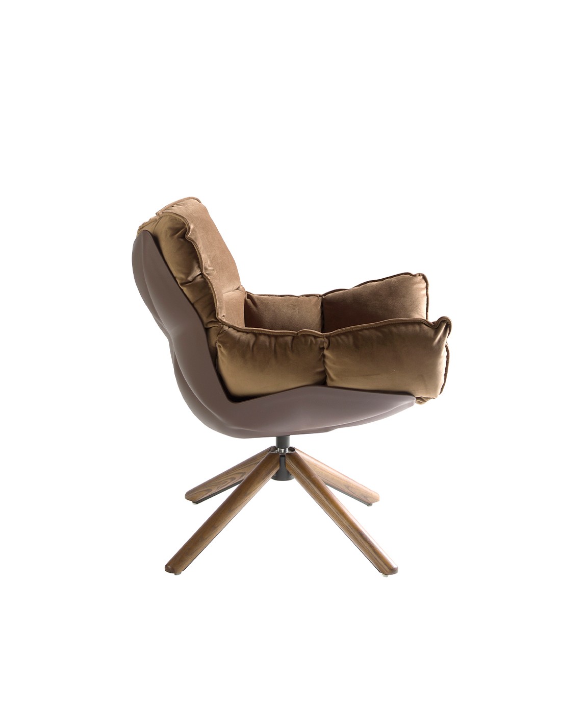 Sillón giratorio terciopelo marrón y pvc marrón