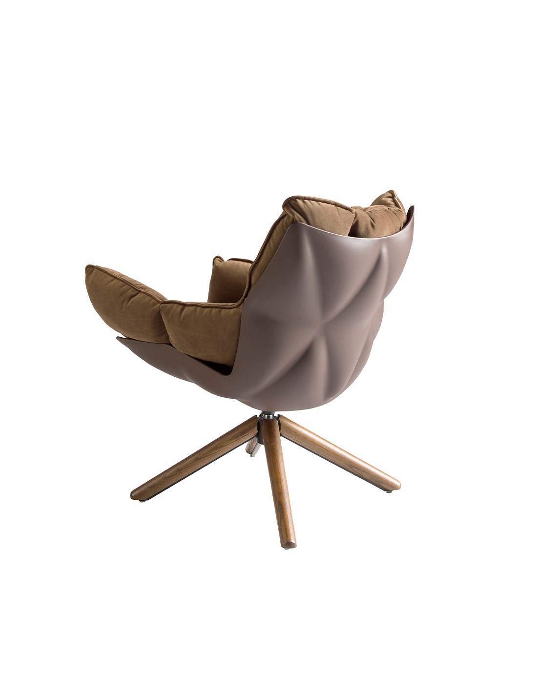 Sillón giratorio terciopelo marrón y pvc marrón