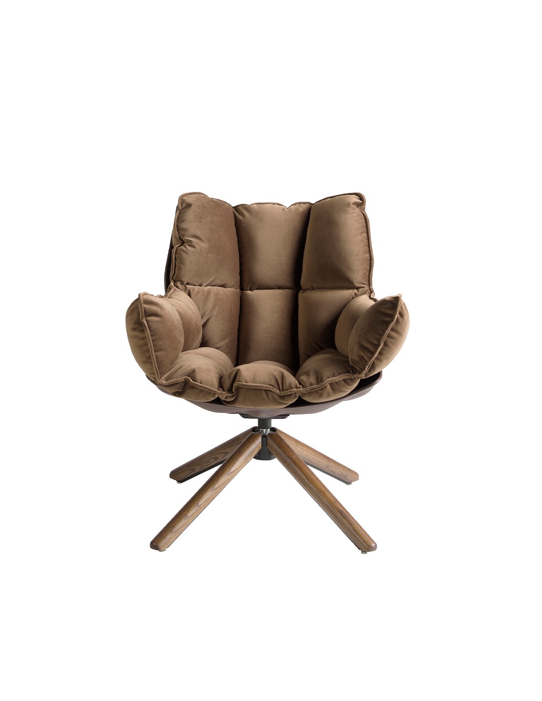 Sillón giratorio terciopelo marrón y pvc marrón