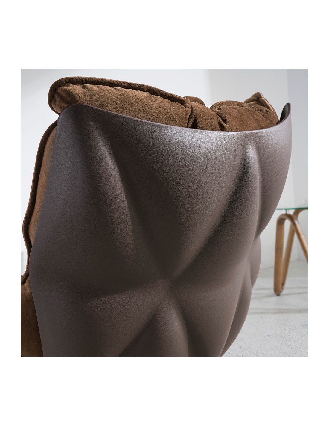 Sillón giratorio terciopelo marrón y pvc marrón