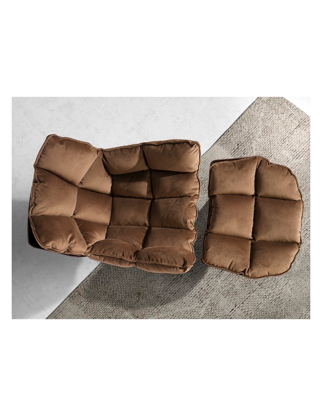 Sillón giratorio terciopelo marrón y pvc marrón