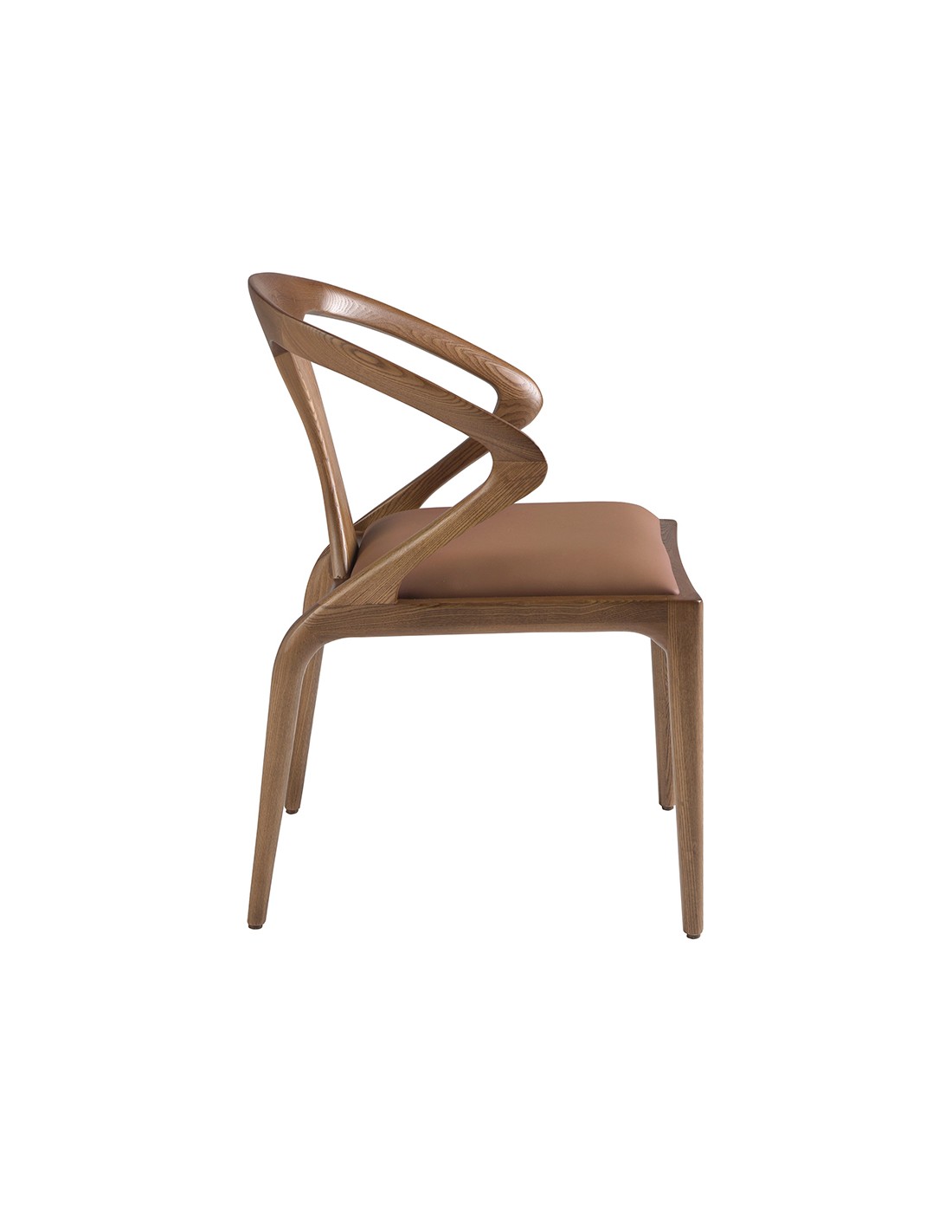 Silla nogal y polipiel marrón