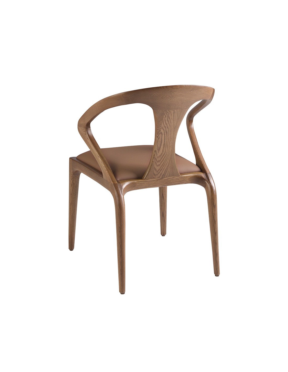 Silla nogal y polipiel marrón